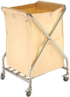 Chariot à Linge Panier À linge Lave-linge en acier inoxydable Hamper Sorter panier avec roulettes, service de Folding Utilitaire Chariot for l'hôpital dentaire, clinique de beauté ( Color : Beige )