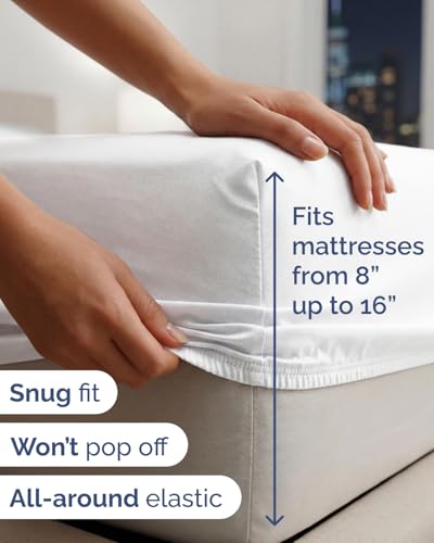 Image of Lightweight 4 Piece Bed Sheet Set King Size - Cooling Sheets for Hot Sleepers - Soft Breathable Bedding Set w / 8-16 Inch Deep Pockets - 1 Flat & 1 Fitted & 2 Pillowcases - Wrinkle Resistant - White