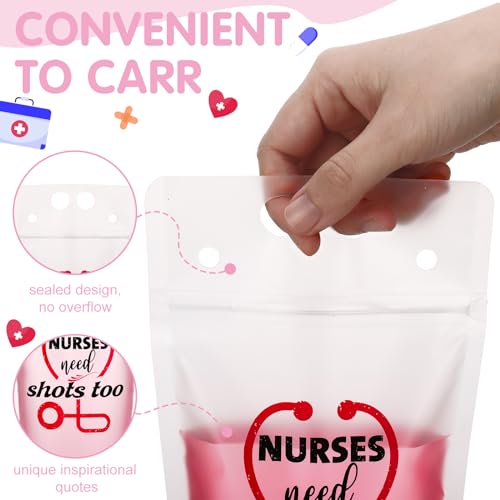 Seematn 24 sets de bolsas de bebida con popotes nurse miniatura 4