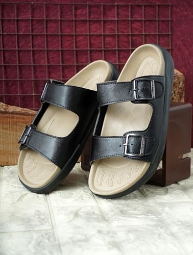 Image of HEALTH FIT Extra Soft Premium Classic Cushion Sliders /with Adjustable Buckle Strap & Light Weight Anti-SkidWaterproof Luxurious Slippers for Men's HF120