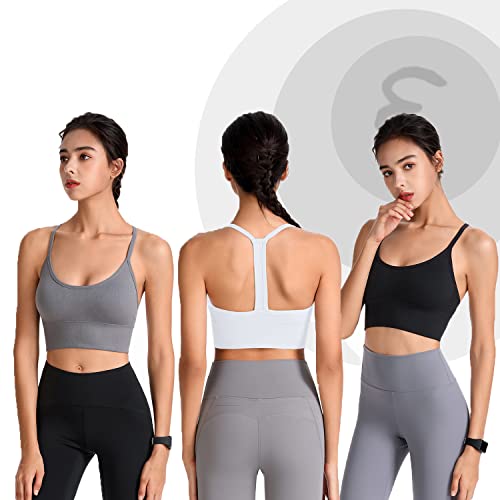 Evercute Racerback Sports Bras Padded Y Racer Back Cropped Bras For Yoga Workout Fitness Low Impact #TOP1