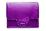 Big Skinny Women's Trixie Leather Tri-Fold Slim Wallet, Holds Up to 30 Cards, Plum Purple