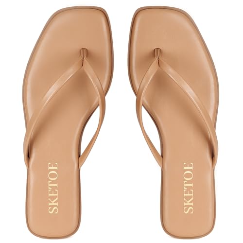 Image of Flip Flops Sandals for Women Square Toe Lightweight Thong Slides