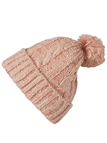 Beautiful Nomad Women's Winter Hat Warm Knitted Beanie with Chunky Bobble Pom Pom Light Pink