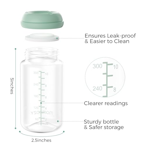 Momcozy Biberón natural, 300 ml cuello ancho botellas de almacenamiento de leche materna para nevera, recipientes sin BPA para recolección de leche, imprescindible para lactancia, set de 4 piezas - imagen 3