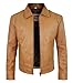III-Fashions Camel Dressy Distressed Lambskin Leather Jacket Men – Vintage Shirt Style Collar Real Leather Motorcycle Coat | Wick, XL