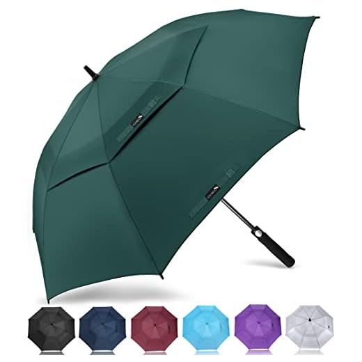ZOMAKE Golf Umbrella Windproof and Rainproof 68in, Large Umbrella Windproof Strong, Big Golfing Brolly Unbreakable Double Canopy for Men Women (Dark/Green)
