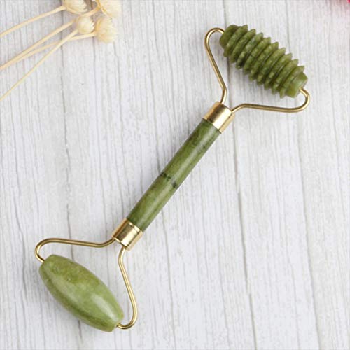 PIXNOR Rolo de jade para rosto, rolo de beleza facial de pedra, massageador reutilizável, raspador f