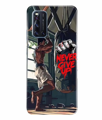Image of Never Give Up Motivation Quotes Printed Hard Back Case Cover & Compatible for Vivo V19 (Multicolor) - D1809
