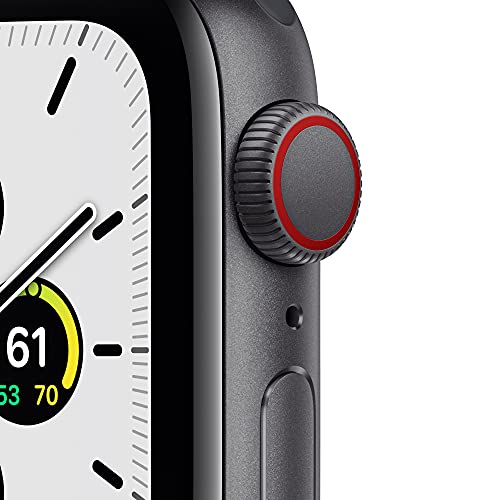 Apple Watch SE (1. Generation) (GPS + Cellular, 40mm) Smartwatch - Aluminiumgehäuse Space Grau, Sportarmband Mitternacht - Regular. Fitness-und Aktivitätstracker, Herzfrequenzmesser, Wasserschutz