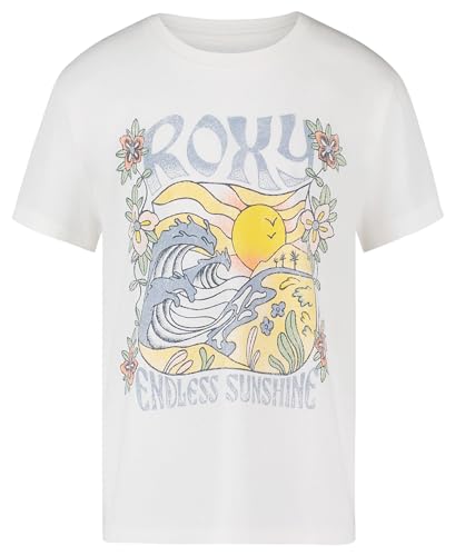 Image of Roxy Girls' Short Sleeve Boyfriend Fit Logo Tee, Crew Neck Graphic T-Shirt, Soft & Comfortable