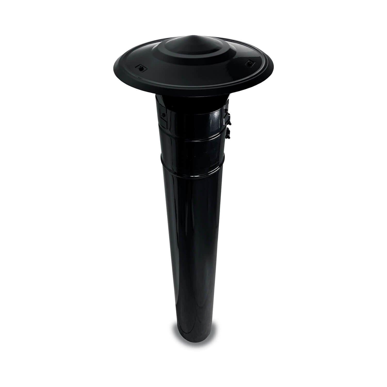 Sombrerete Fijo para chimeneas en Acero pintado en Negro - Serie lisa - 300 mm