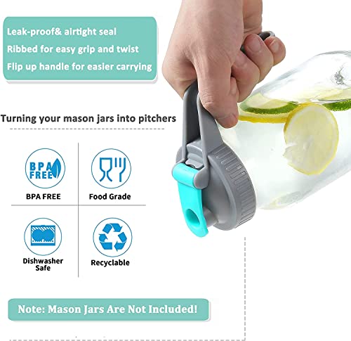 2 Pack Wide Mouth Mason Jar Pouring Spout Lid With Handle For Ball Mason Jars, Leak-Free And Airtight (Jars Not Included) #TOP4