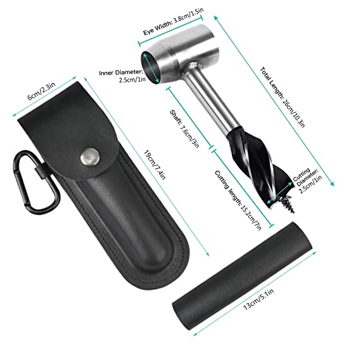 Manual Auger Drill, Wood Auger Drill Bit Set, Survival Settlers Tool, Hand Auger Wrench Bushcraft Gear Tools Multitool for Outdoor/Camping/Peg Hole Maker (Black) - Image 2