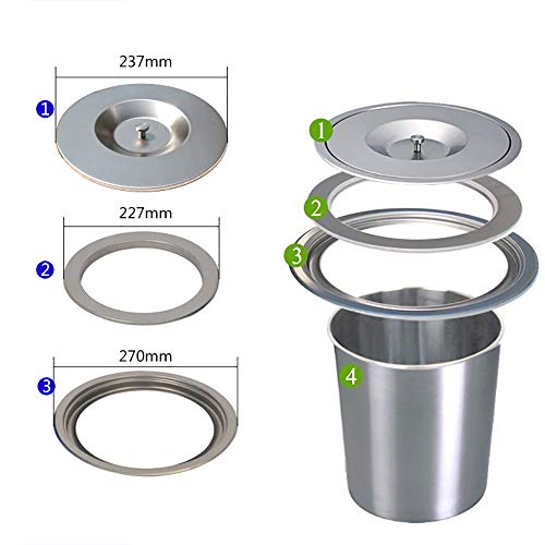 Caneca de basura empotrable para cocina 8L acero inoxidable miniatura 6