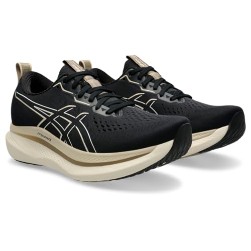 ASICS Men's GLIDERIDE MAX Running Shoes, 12, Black/Oatmeal