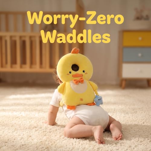 Image of Baby Head Protector Backpack - Soft & Lightweight Fall Cushion Backpack for Toddlers Walking and Crawling(Yellow Chick)