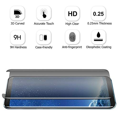 [2 Pack] Galaxy S8 Plus Privacy Screen Protector, Aikin [Hd][Anti-Spy][Anti-Scratch] [Bubble Free][9H Hardness] Tempered Glass Screen Protector For Galaxy S8 Plus/S8+ 3D Curve Edge #TOP3
