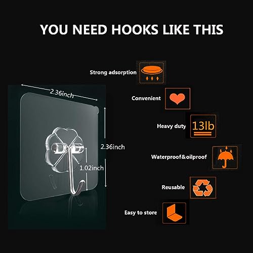 Image of HURRYSHOPPY 10 Pcs Wall Sticker Hooks for Walls for Hanging Heavy Items Kitchen Bathroom Office Living Room Home Decoration Adhesive Reusable Utility Ceiling Hooks (Stylish, 10)