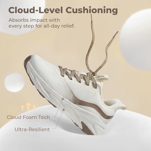 Image of SMILIN Women's Walking Running Shoes with Arch Support, Athletic Comfortable Cushioned Lightweight Tennis Shoes, Lace Up Fashion Sneakers for Standing All Day Work Gym Workout Travel Cross Training