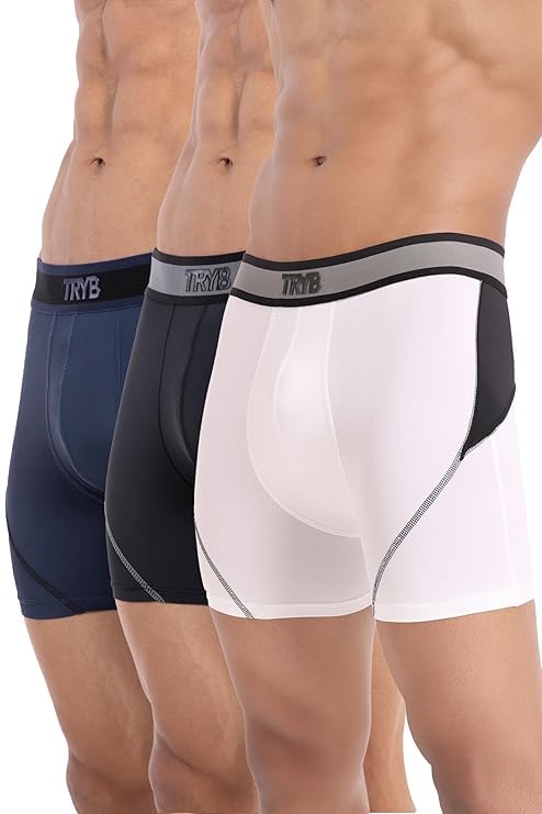 Image of TRYB Sports Underwear for Men | Stretchable Active-H Trunk Semi Compression Shorts | Trunks for Running & Gym Workout | Quick Dry, Breathable & Anti Chafing | Sports Innerwear Boxers