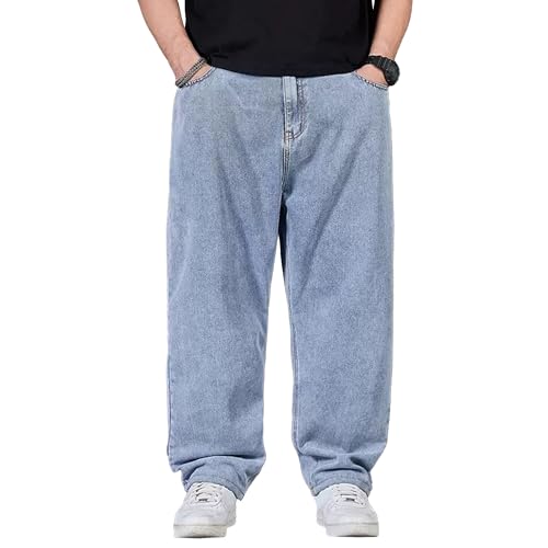 Men's Oversize Straight Leg Stylish Jeans Relaxed Fit Solid Denim Pants Comfort Hip Hop Jeans Trouser