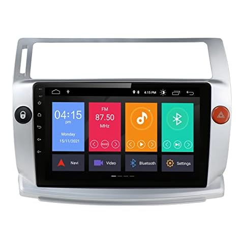 Android Car Stereo Compatible with Citroen C4 C-Triomphe C-Quatre 9" Touch Screen Head Unit with Apple Carplay Wifi GPS Mirror Link Bluetooth FM AM RDS USB SWC Cover