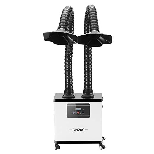 BAOSHISHAN Digital Soldering Fume Extractor Smoke Absorber Wireless Remote Control and 3 Stage Filter for ESD Soldering Station CNC Laser Engraving Machine Can Pass the EIA 110V US Plug (Double Arm)
