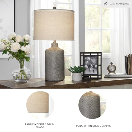 Signature Design by Ashley Linus Modern 25" Ceramic Table Lamp, Natural Stone Finish - Image 4