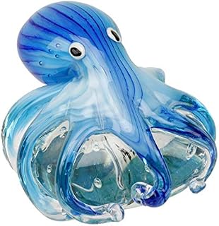 Juliana Objets d'art Glass Figurine - Blue Octopus On Rock Paperweight Ornament 60208