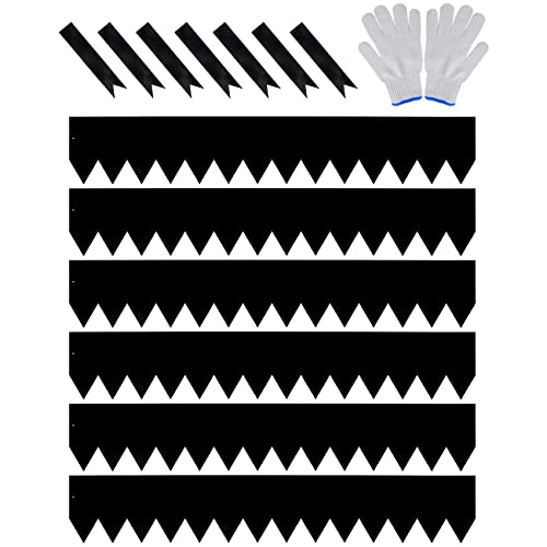 JonesHouseDeco Paquete de 6 Bordes de Césped Galvanizados de 1m de Largo x 16.5cm de Alto con Revestimiento de Polvo Negro - Bordes de Decoración Metálicos Martillados de Calibre 16 (6M Total