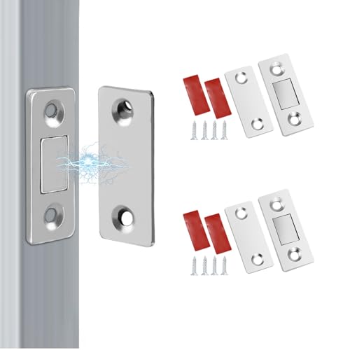 Xynovate 2 Piezas Cierre Magnético Ultra Fino, Imanes Potentes Autoadhesivos con Tornillos para Puerta de Armario, Puerta de Acero Inoxidable, Cierre de Puerta de Gabinete o Cajón