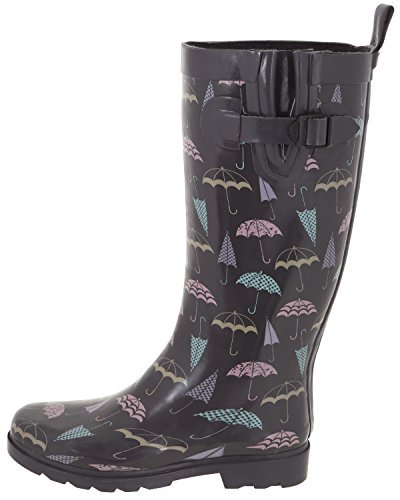 Capelli New York Ladies Shiny Umbrella Day Printed Tall Rainboot Grey Combo 6 - Thumbnail 3