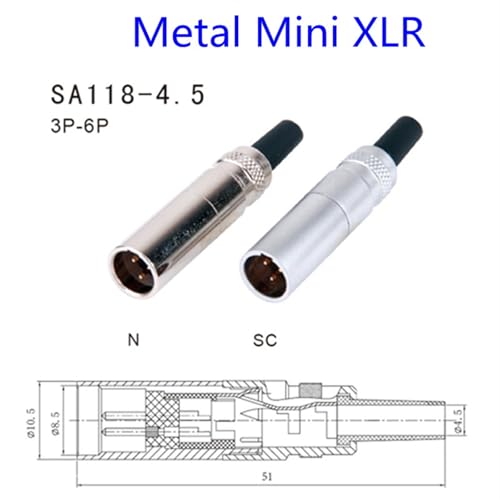 Mini conector de audio de 6 pines macho gris para sustitución en auriculares 3