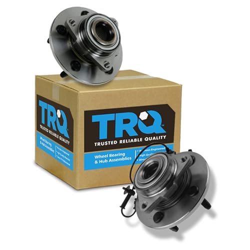 Image of TRQ Front Left and Right Wheel Bearing and Hub Assembly Set 2 Piece Compatible with 2006-2008 Dodge Ram 1500 Truck Driver Side Speed Sensor Rear Wheel ABS Brakes 5 Lug Wheels