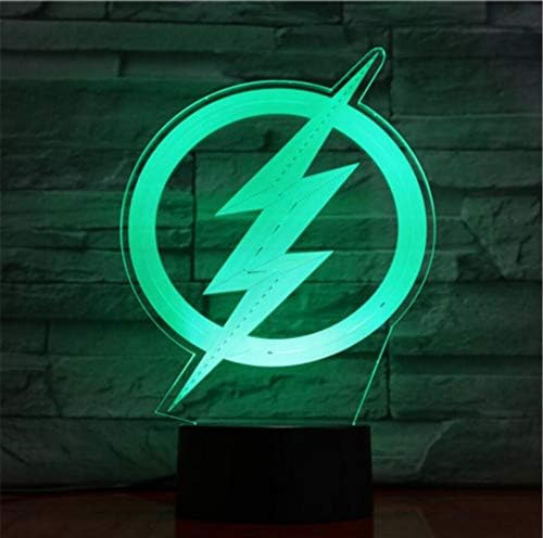 QIANDONG1 Dc Justice League The Flash Logo USB 3D Led Night Light Cartoon Superhero Boys Child Kids Birthday Gifts Table Lamp Bedside