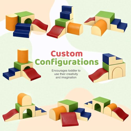 Image of Sumbababy Toddler Climbing Foam Blocks: 4 PCS Indoor Play Gym with Slide and Stairs - Soft Playground Set for Kids - Includes Tunnel for Fun Climbers