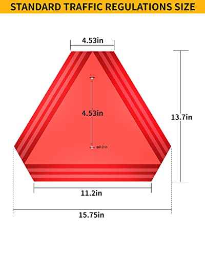 Image of Slow Moving Vehicle Triangle Sign - SMV Sign for Golf Cart, UTV /ATV /RTV, Tractor & Farm Equipment - Highly Reflective Up to 7 Years, 14 inchx16 inch 80-mil Thick Plastic - 2PACK - Includes Screws & Zip Ties