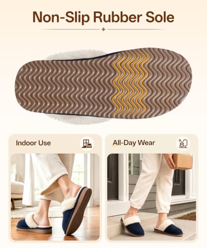 Image of Litfun Fuzzy Memory Foam Slippers for Women Indoor Outdoor House Shoes
