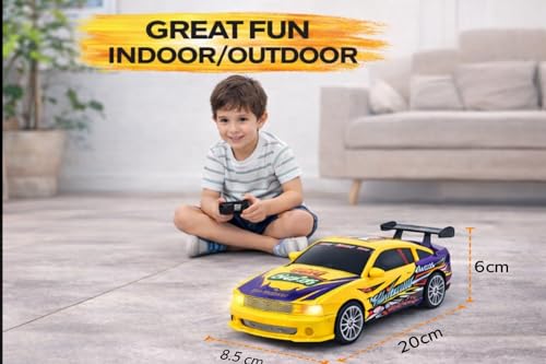 Image of TEC TAVAKKAL Remote Control Sports Car for Kids, High-Speed RC Racing Car with Remote, Rechargeable Battery & USB Charging Cable, 50 Ft Control Range, Indoor & Outdoor Toy Car (Yellow)