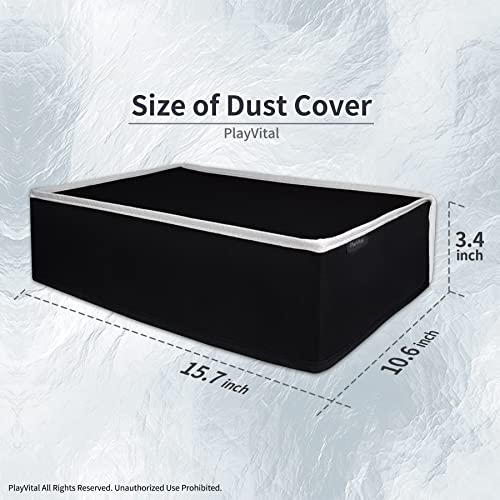 Image of PlayVital Black Nylon Horizontal Dust Cover for ps5, Soft Neat Lining Dust Guard, Anti Scratch Waterproof Cover Sleeve for ps5 Console Digital Edition & Disc Edition - Light Gray Trim
