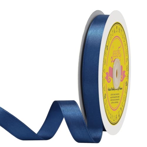 Image of Double Face Navy Blue Satin Ribbon 1 /2 inch X 50 Yards Polyester Navy Blue Ribbon for Gift Wrapping Very Suitable for Weddings Party Invitation Decorations and More