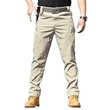 Flexcamo - Tactical Waterproof Pants, Men's Cargo Tactical Pants, Multi-Pockets Comfort Durability Trousers (US, Alpha, XX-Large, Regular, Regular, Khaki IX9)