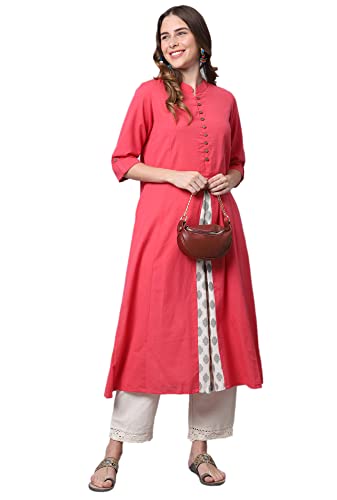 Pistaa's Women Cotton Printed Cut Regular Kurta
