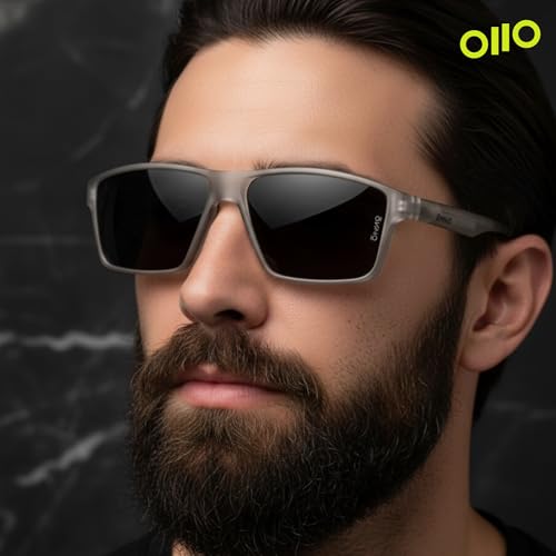 Image of Eyewearlabs OKNO Polarized Sports Sunglasses For Men & Women | Rectangular Wrap-Around Branded Stylish Shades| 100% UV Protection | Cricket Sports Cycling Driving Trekking & More | Norg
