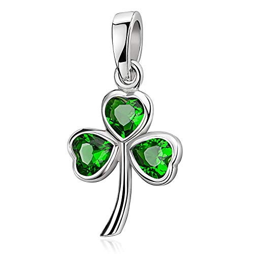 Preisvergleich Produktbild MATERIA Kleeblatt Anhänger Silber 925 - Kettenanhänger Glücksbringer Zirkonia grün KA-286_ohne Kette
