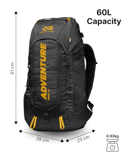 Image of Zero 60L Rucksack for Men and Women | Ideal for Multiday Hiking, Trekking, Camping & Travel - Black