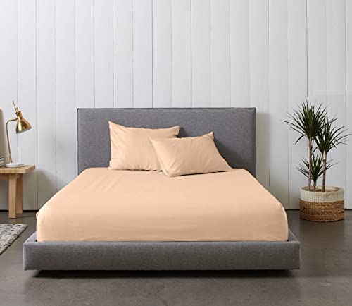 Image of Eastern King - 76 inch x 80 inch Size Luxury 600 Thread-Count 100% Egyptian Long Staple Cotton Sheets Set Sheet Set Soft & Silky Sateen Weave 35 Inch Deep-Pockets - Eastern King, Peach