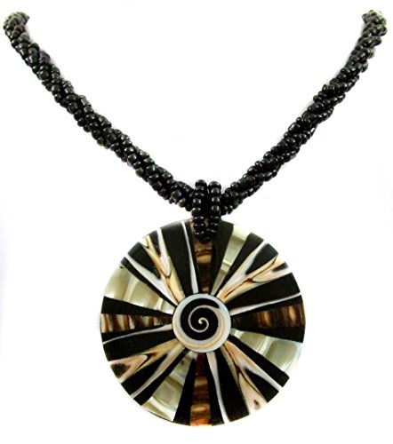 Natural Mother Of Pearl Shell, Cone Shell, Shiva Eye Pendant 18 Inches Beads Necklace Handmade Jewelry Ba311 #TOP21