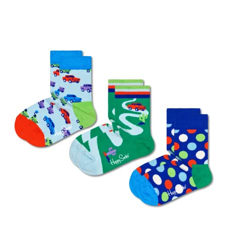 Happy Socks farbenfrohe und fröhliche Socken 3-pack Kids Car Sock Größe 4-6Y